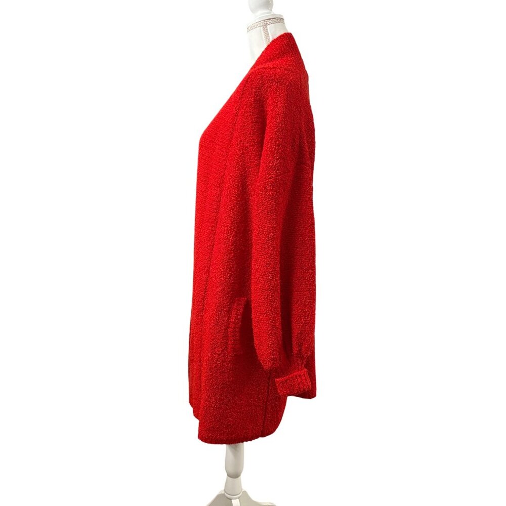 Vintage Le Chois Los Angeles Red Open Front Knit Cardigan Sweater Womens Size L - Picture 2 of 12